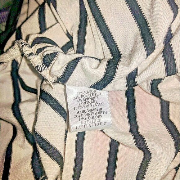 Olivia Moon Top Multicolor Women Ruched Striped Size Large Short Sleeves - Picture 6 of 8